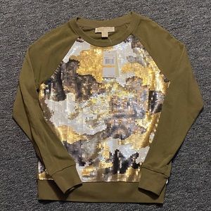 Michael Kors Sequin Metallic Camo Long Sleeve